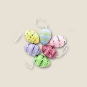 Printed Plastic Easter Egg Ornaments - 12 Pc.